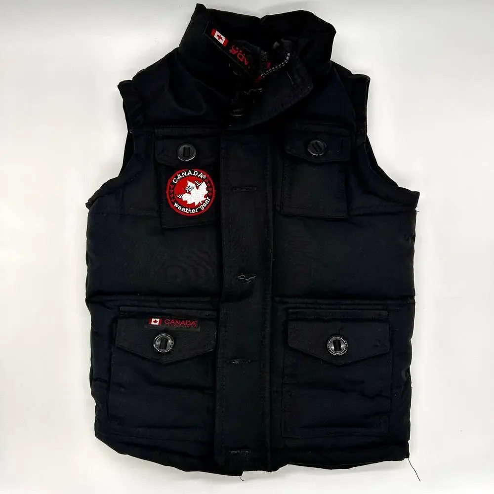 Canada Weather Gear Black Puffer Full Zip Snap Vest Fleece Lined Toddler Boy 2T